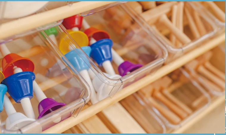 Storage cubbies and boxes for school learning materials