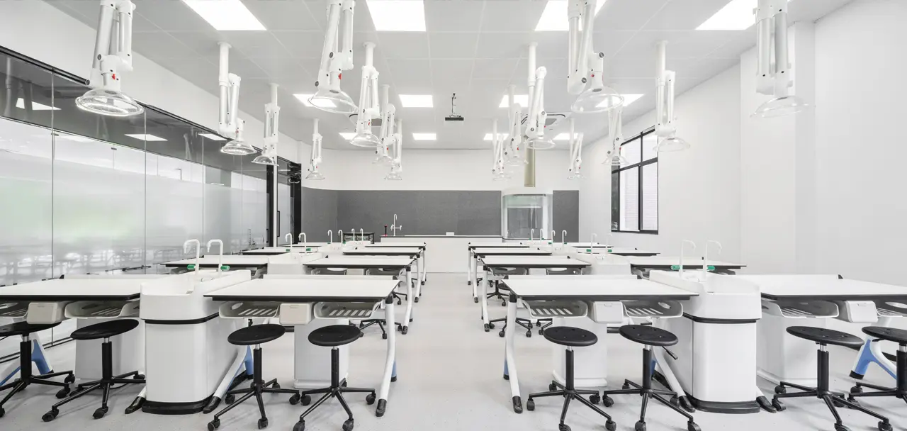 Modern educational science laboratory with specialist workstations